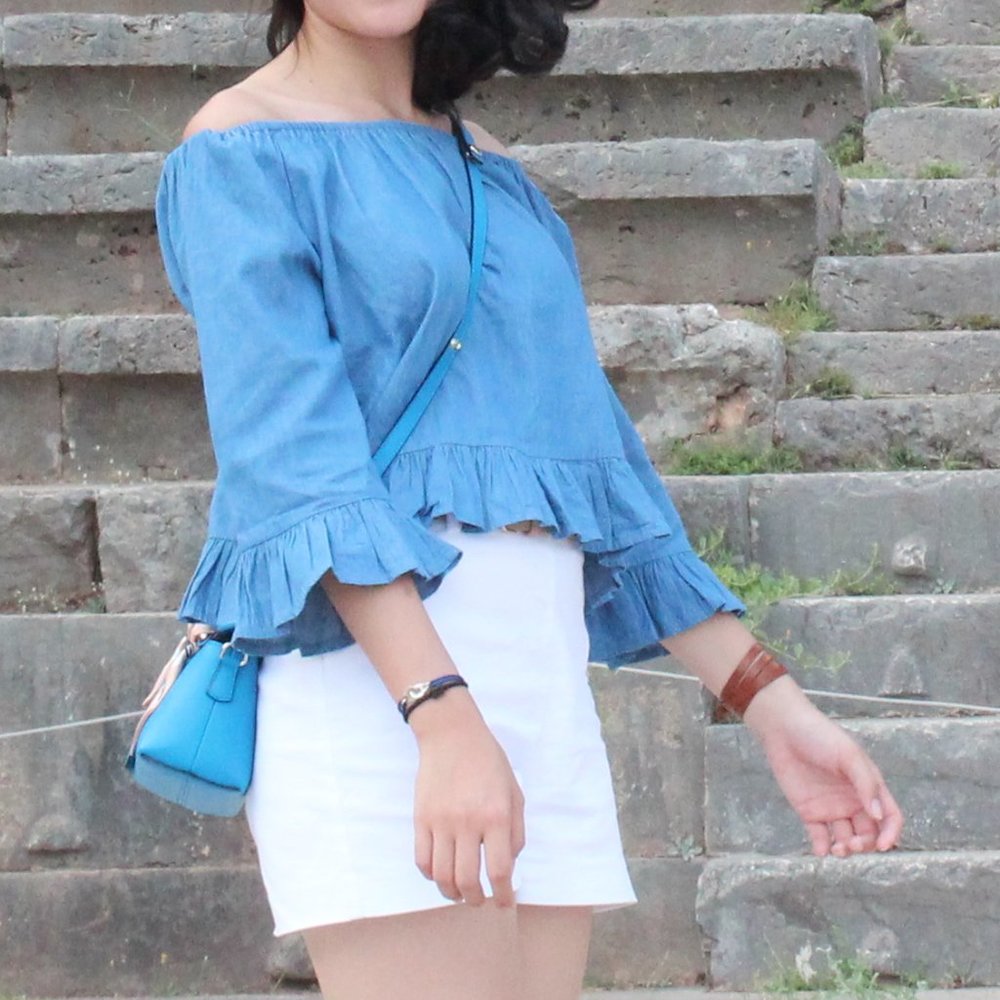 Off-Shoulder Denim Top